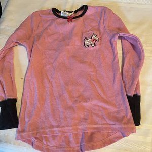 girls size 7/8 long sleeve shirt scottie dog black cuff (B)